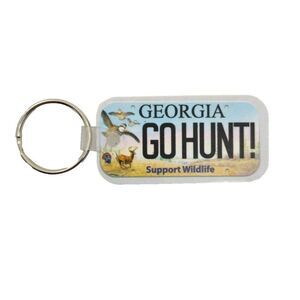 Georgia Keyring GO HUNT! Support Wildlife Keytag Key Holder Hard Rubber Material